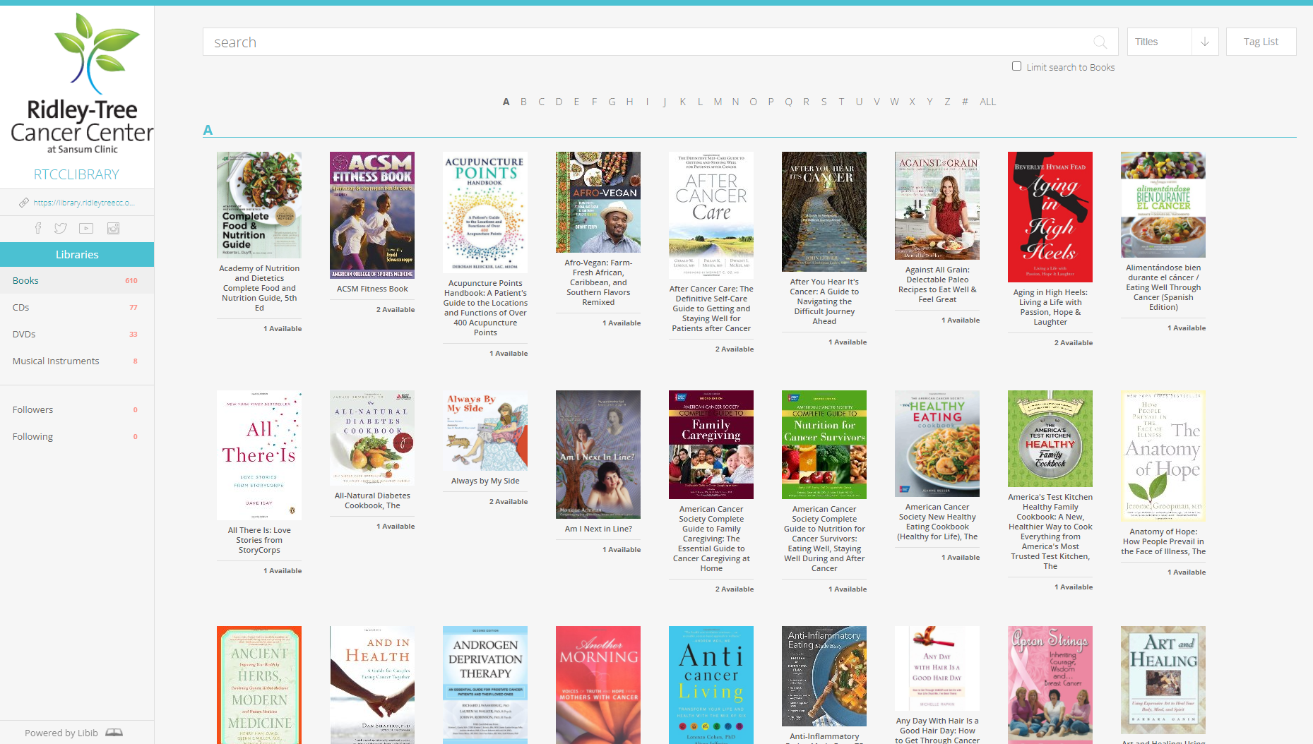 Library catalog screenshot Catalog screenshot